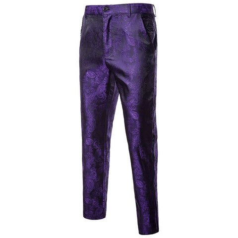 Purple Paisley Floral Gilding One Button Suit ( Jacket+Pants) Men 2018 Stage Party Weeding Tuxedo Blazer Men Terno Masculino 2XL
