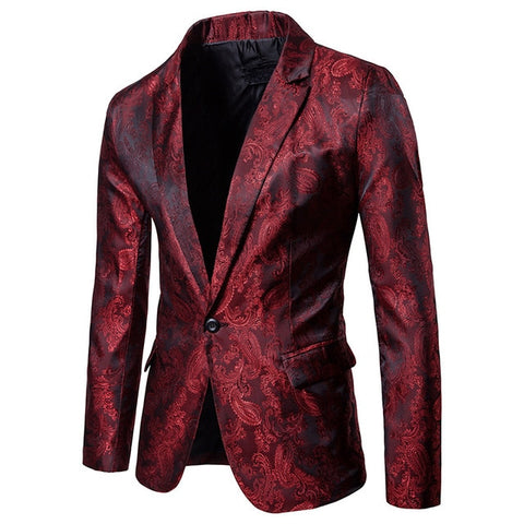 Purple Paisley Floral Gilding One Button Suit ( Jacket+Pants) Men 2018 Stage Party Weeding Tuxedo Blazer Men Terno Masculino 2XL