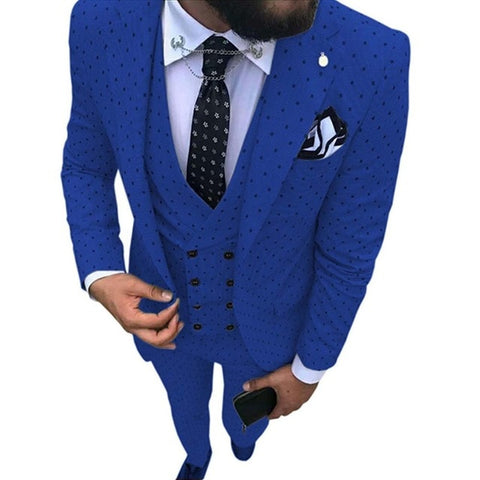 2019 Men's Poika dot Suit 3-Pieces latest coat pant designs Notch Lapel Tuxedos Groomsmen For Wedding/party(Blazer+vest+Pants)