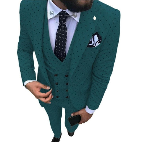 2019 Men's Poika dot Suit 3-Pieces latest coat pant designs Notch Lapel Tuxedos Groomsmen For Wedding/party(Blazer+vest+Pants)
