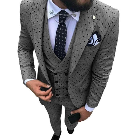 2019 Men's Poika dot Suit 3-Pieces latest coat pant designs Notch Lapel Tuxedos Groomsmen For Wedding/party(Blazer+vest+Pants)