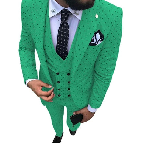 2019 Men's Poika dot Suit 3-Pieces latest coat pant designs Notch Lapel Tuxedos Groomsmen For Wedding/party(Blazer+vest+Pants)