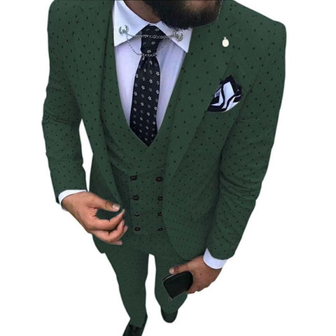 2019 Men's Poika dot Suit 3-Pieces latest coat pant designs Notch Lapel Tuxedos Groomsmen For Wedding/party(Blazer+vest+Pants)