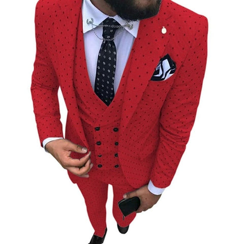 2019 Men's Poika dot Suit 3-Pieces latest coat pant designs Notch Lapel Tuxedos Groomsmen For Wedding/party(Blazer+vest+Pants)