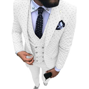 2019 Men's Poika dot Suit 3-Pieces latest coat pant designs Notch Lapel Tuxedos Groomsmen For Wedding/party(Blazer+vest+Pants)