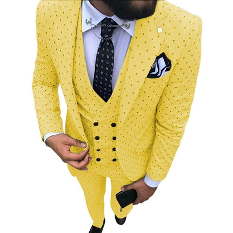 2019 Men's Poika dot Suit 3-Pieces latest coat pant designs Notch Lapel Tuxedos Groomsmen For Wedding/party(Blazer+vest+Pants)