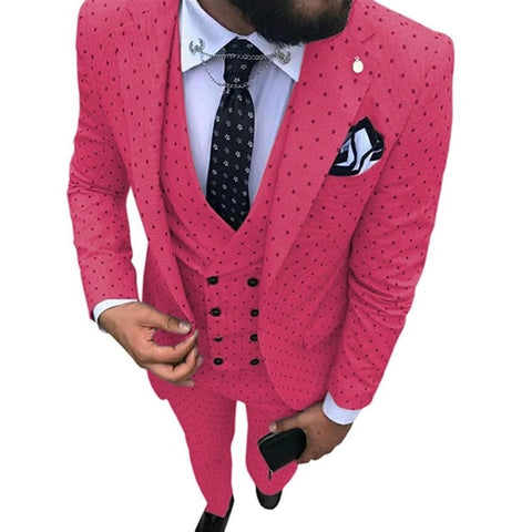 2019 Men's Poika dot Suit 3-Pieces latest coat pant designs Notch Lapel Tuxedos Groomsmen For Wedding/party(Blazer+vest+Pants)