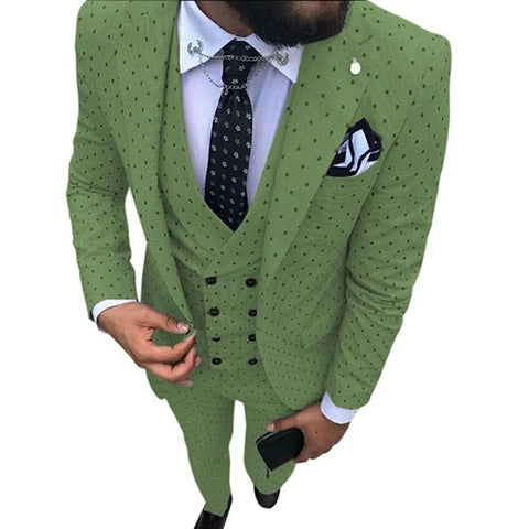 2019 Men's Poika dot Suit 3-Pieces latest coat pant designs Notch Lapel Tuxedos Groomsmen For Wedding/party(Blazer+vest+Pants)