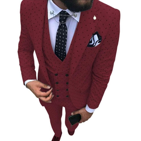 2019 Men's Poika dot Suit 3-Pieces latest coat pant designs Notch Lapel Tuxedos Groomsmen For Wedding/party(Blazer+vest+Pants)