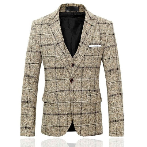 3 Pieces 2019 Suits Men British New Style  Designs Royal Blue Mens Suit Autumn Winter Thick Slim Fit Plaid Wedding Dress Tuxedos