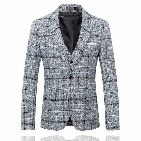 3 Pieces 2019 Suits Men British New Style  Designs Royal Blue Mens Suit Autumn Winter Thick Slim Fit Plaid Wedding Dress Tuxedos