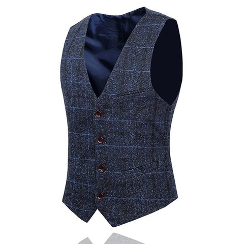 3 Pieces 2019 Suits Men British New Style  Designs Royal Blue Mens Suit Autumn Winter Thick Slim Fit Plaid Wedding Dress Tuxedos
