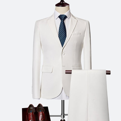 (10 colors) high quality men's suit 3 piece set, 2019 new slim business solid color suit, fashion large size groom dress suit