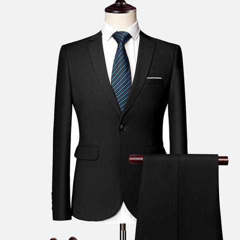 (10 colors) high quality men's suit 3 piece set, 2019 new slim business solid color suit, fashion large size groom dress suit