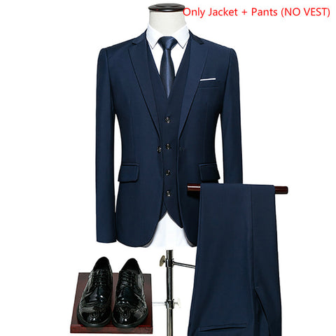 LeftROM 2019 Spring NEW Mens Fashion Slim Fit Stretch Finished Bottom Suits Blazer Groom Groomsmen Suit 2 pcs(Jacket+Pants)