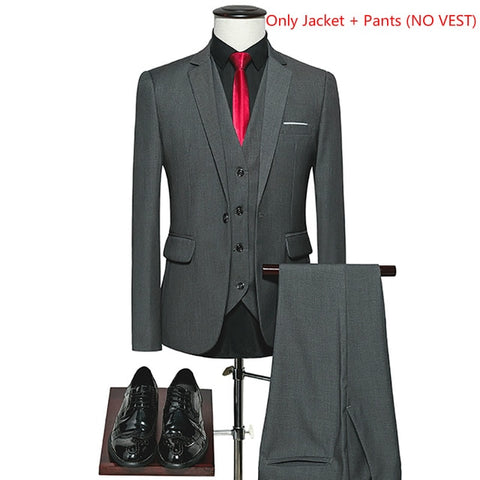 LeftROM 2019 Spring NEW Mens Fashion Slim Fit Stretch Finished Bottom Suits Blazer Groom Groomsmen Suit 2 pcs(Jacket+Pants)