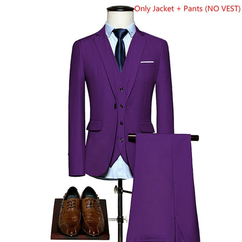 LeftROM 2019 Spring NEW Mens Fashion Slim Fit Stretch Finished Bottom Suits Blazer Groom Groomsmen Suit 2 pcs(Jacket+Pants)