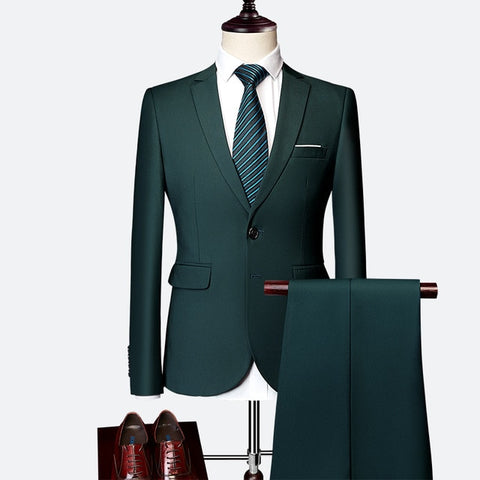 LeftROM 2019 Spring NEW Mens Fashion Slim Fit Stretch Finished Bottom Suits Blazer Groom Groomsmen Suit 2 pcs(Jacket+Pants)