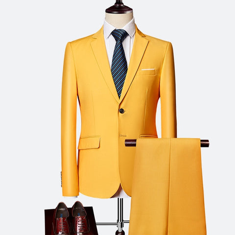 LeftROM 2019 Spring NEW Mens Fashion Slim Fit Stretch Finished Bottom Suits Blazer Groom Groomsmen Suit 2 pcs(Jacket+Pants)