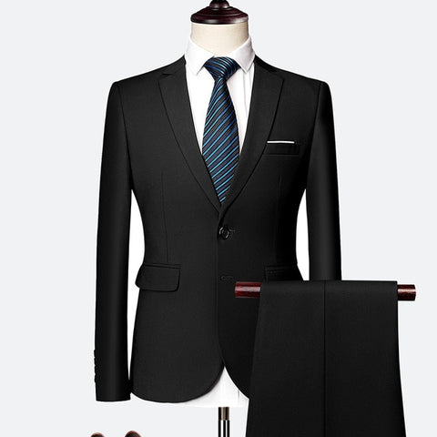 LeftROM 2019 Spring NEW Mens Fashion Slim Fit Stretch Finished Bottom Suits Blazer Groom Groomsmen Suit 2 pcs(Jacket+Pants)