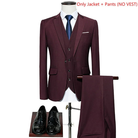 LeftROM 2019 Spring NEW Mens Fashion Slim Fit Stretch Finished Bottom Suits Blazer Groom Groomsmen Suit 2 pcs(Jacket+Pants)