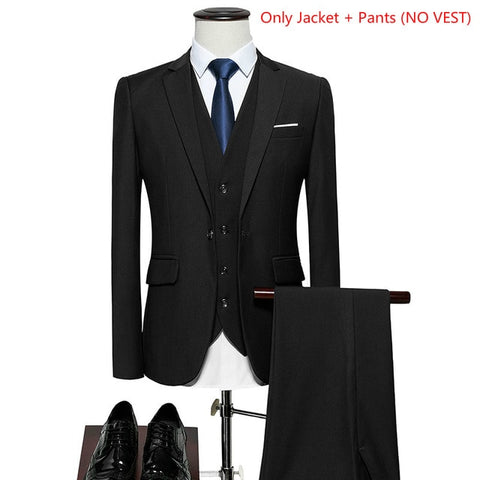 LeftROM 2019 Spring NEW Mens Fashion Slim Fit Stretch Finished Bottom Suits Blazer Groom Groomsmen Suit 2 pcs(Jacket+Pants)